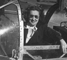 In 1946, Nadine in the cockpit of her newly-purchased P-38 dubbed “Lucky”; she closed the deal and promptly flew the plane from Arizona back to Long Beach, California.