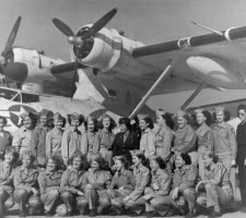 In spring 1942, Nadine (back row, far left) joined the Civil Air Patrol in Wichita as a flight instructor and squadron commander of an all-female class of aspiring pilots.